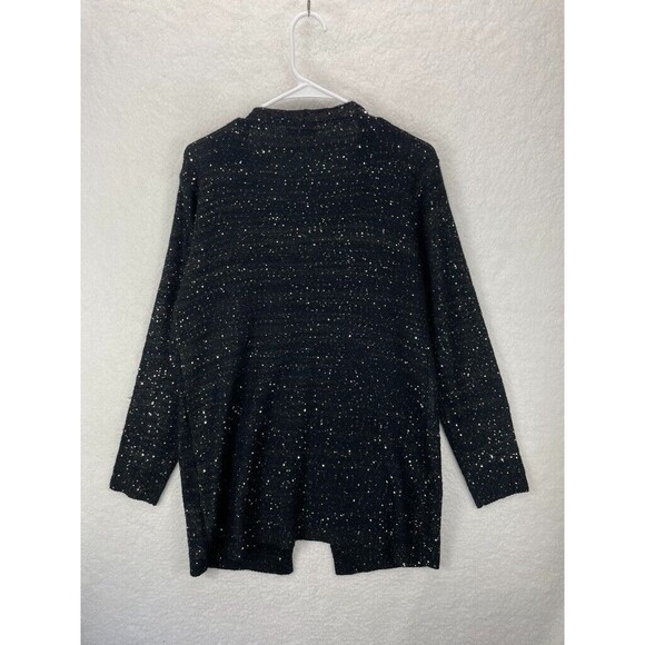 Sioni Sequin Cardigan Women’s Size L Long Sleeve Open Front Black Sparkle NWT - Picture 9 of 9